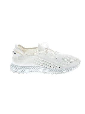 Pony White Knit Lace-Up Sneaker with Textured Sole
